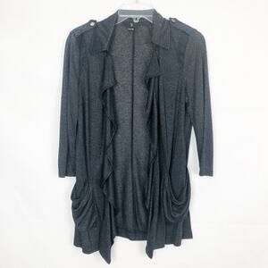 SI Women's 3/4 Sleeve Blue Open Front Cardigan Sweater Size Small